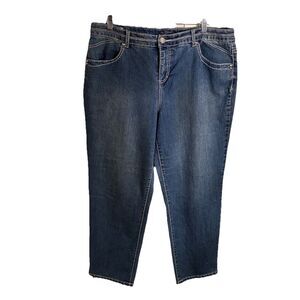 Bandolino Women’s Medium Wash Denim Blue Jeans W/ Rhinestone Pockets. Sz 18W
